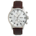Hugo Boss Men's Silver-Tone Chronograph Watch W/ Leather Strap from Pedre